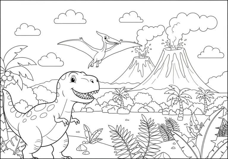 Dinosaur Coloring Worksheet to Print Out and Color