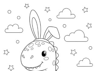 Dinosaur Easter Coloring Page to Print and Color