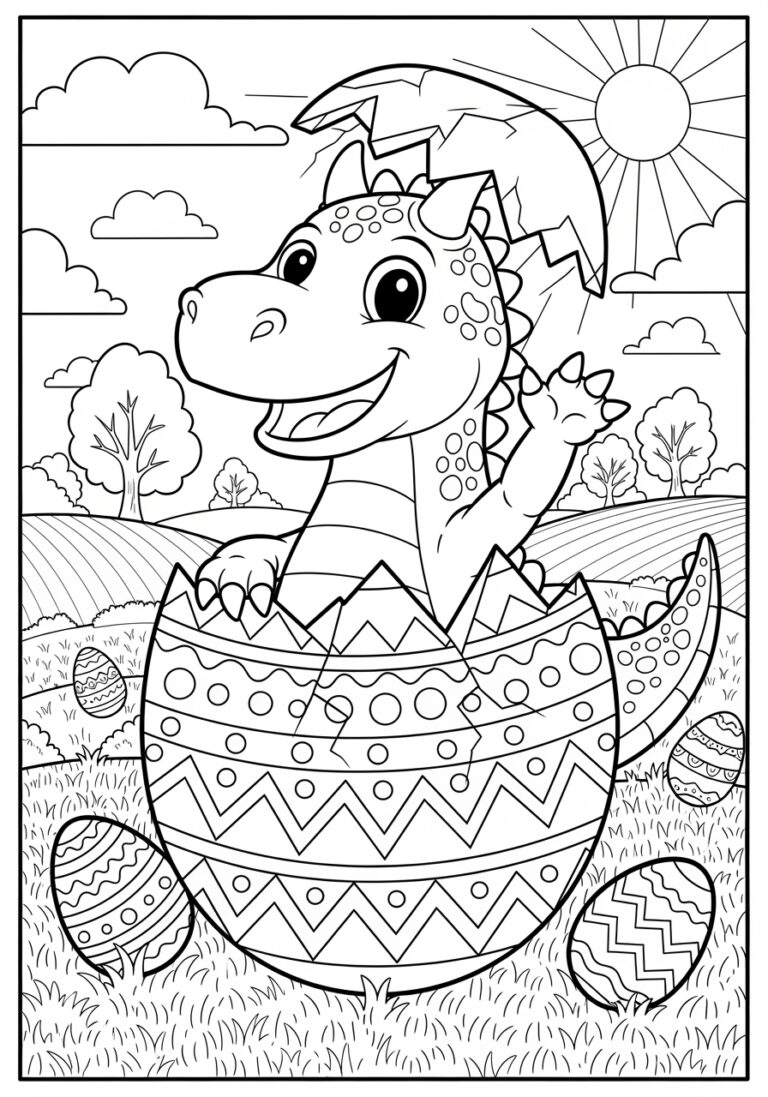 Dinosaur Easter Egg Coloring Page to Print Out and Color Dinosaur Easter Egg Coloring Page to Print Out and Color