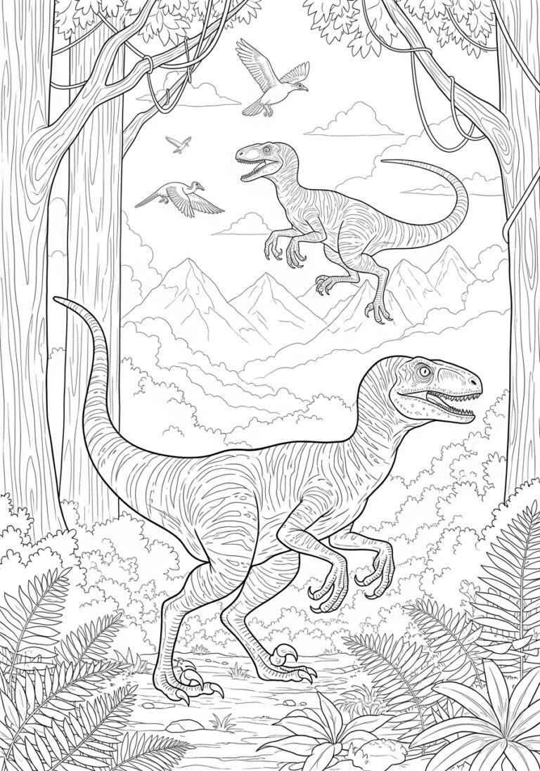 Dinosaur Raptor Picture to Print Out and Color