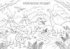 Dinosaur Scene Coloring Page to Print and Color
