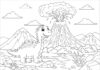Dinosaur Volcano Coloring Page to Print and Color