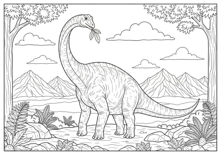 Diplodocus Coloring Page to Print and Color