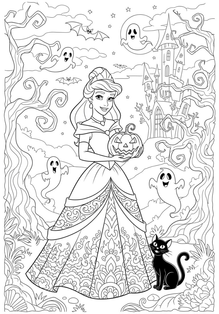 Disney Princess Halloween Printable Coloring Page Disney Princess Halloween Printable Coloring Page
