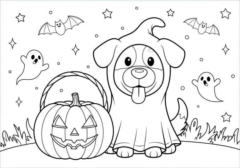 Dog Halloween Coloring Page Dog Halloween Coloring Page