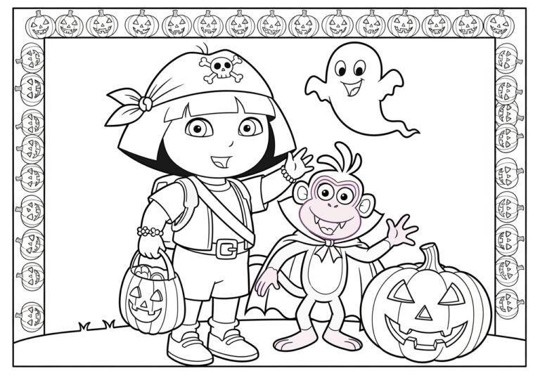 Dora Halloween Coloring Page to Print Out and Color Dora Halloween Coloring Page to Print Out and Color