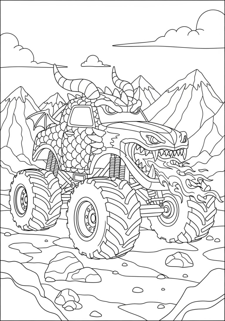 Dragon Monster Truck Coloring Page