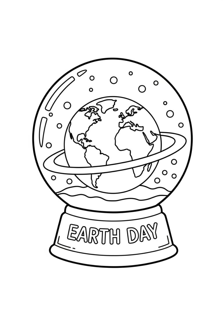 Earth Day Planet Snow Globe Coloring Page