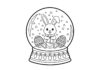 Easter Bunny Snow Globe Coloring Page