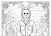 Easter Michael Myers with Egg Basket Coloring Page