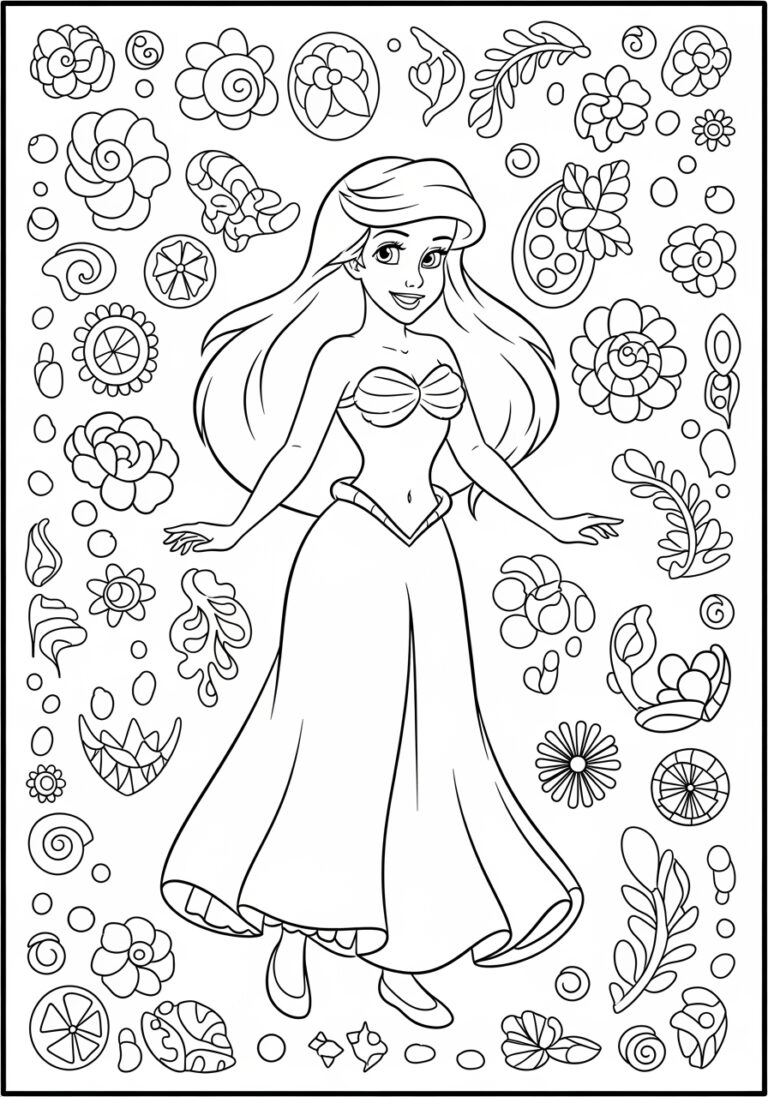 Easy Ariel Coloring Page Easy Ariel Coloring Page