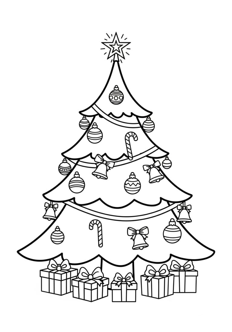 Easy Christmas Tree Coloring Page Easy Christmas Tree Coloring Page