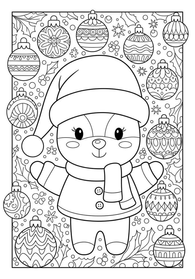 Easy Cute Christmas Coloring Page Easy Cute Christmas Coloring Page