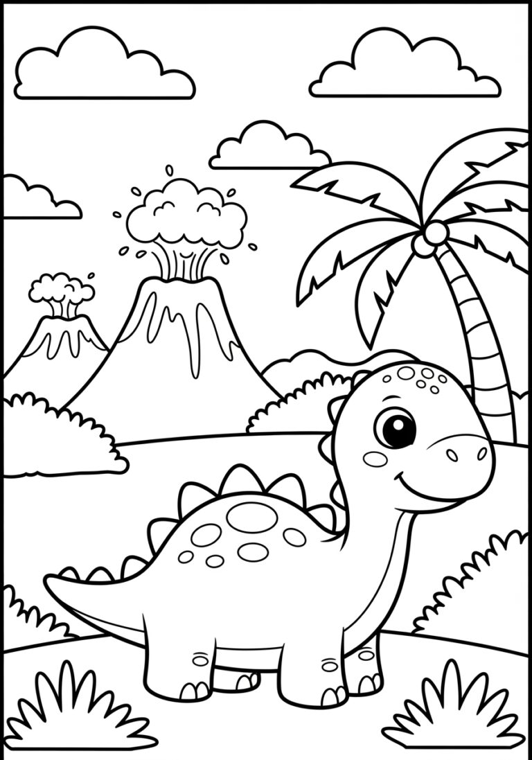Easy Dino Coloring Page to Print Out and Color