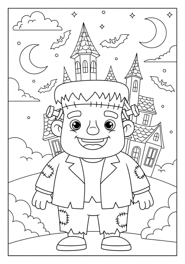 Easy Frankenstein for Preschool Coloring Page Easy Frankenstein for Preschool Coloring Page