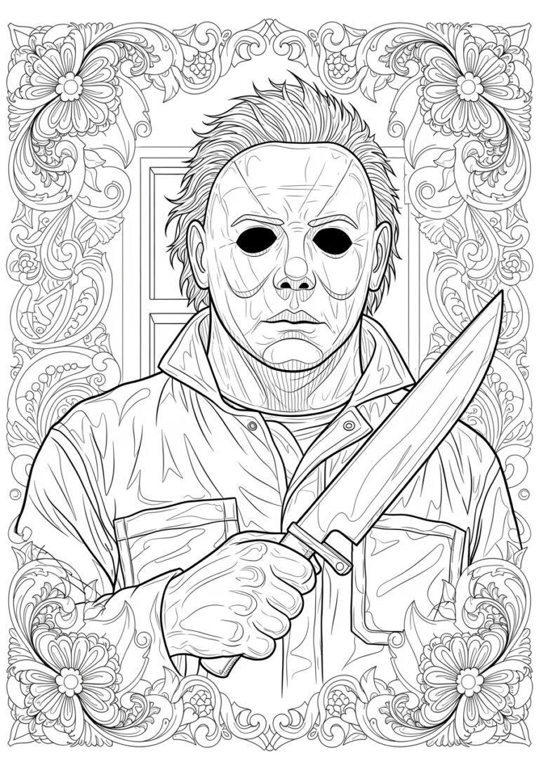 Easy Michael Myers Outline Coloring Page