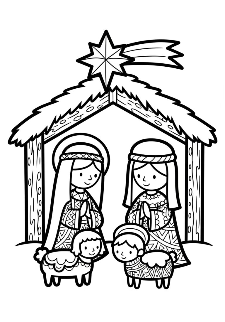Easy Nativity Coloring Page Easy Nativity Coloring Page