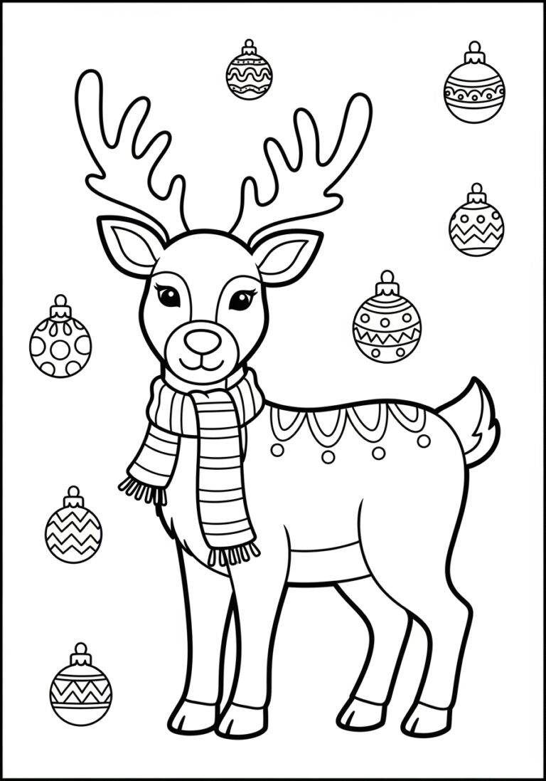 Easy Reindeer Coloring Page for Toddlers