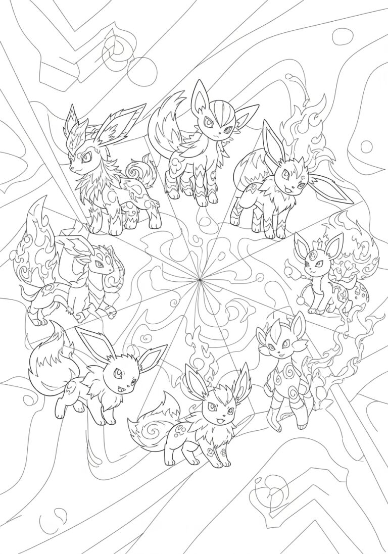 Eeveelution Coloring Page to Print Out and Color Eeveelution Coloring Page to Print Out and Color