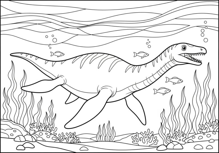 Elasmosaurus Coloring Page to Print Out and Color Elasmosaurus Coloring Page to Print Out and Color