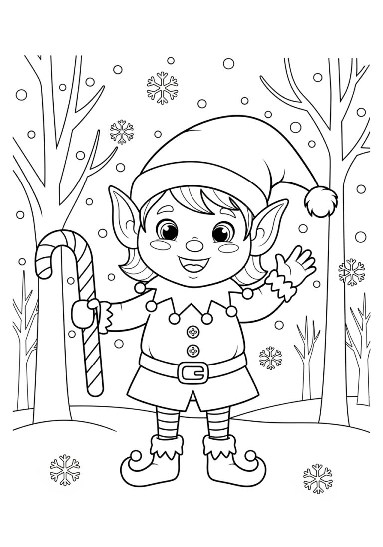 Elf Cartoon Coloring Page Elf Cartoon Coloring Page