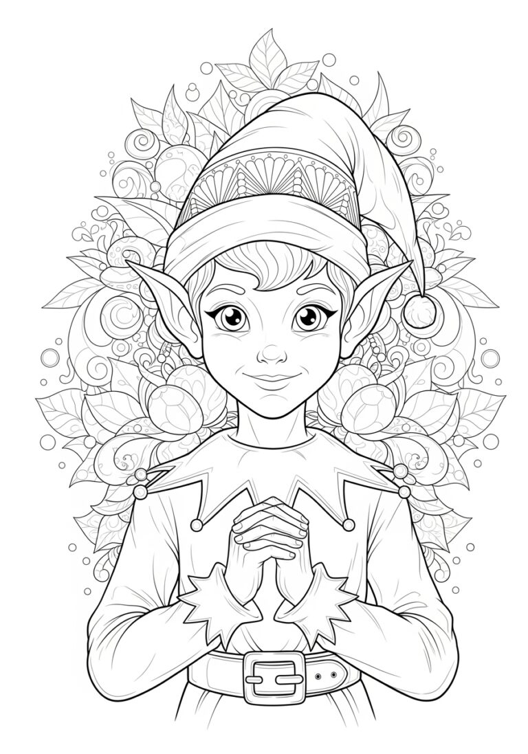 Elf Coloring Page for Adults