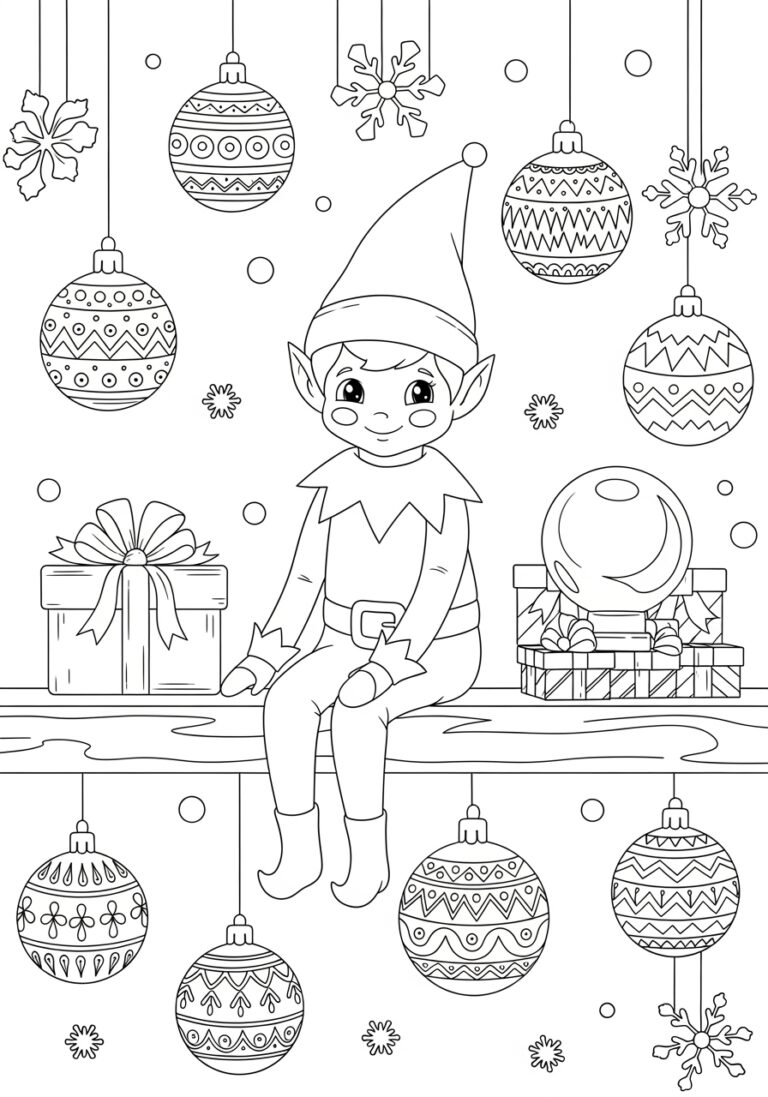 Elf on a Shelf Coloring Page Elf on a Shelf Coloring Page