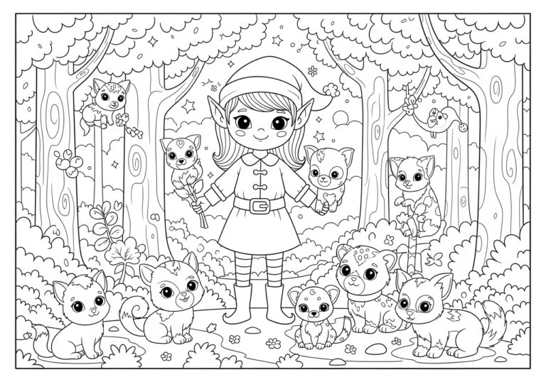 Elf Pet Coloring Page Elf Pet Coloring Page