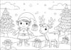 Elf Pet Reindeer Coloring Page
