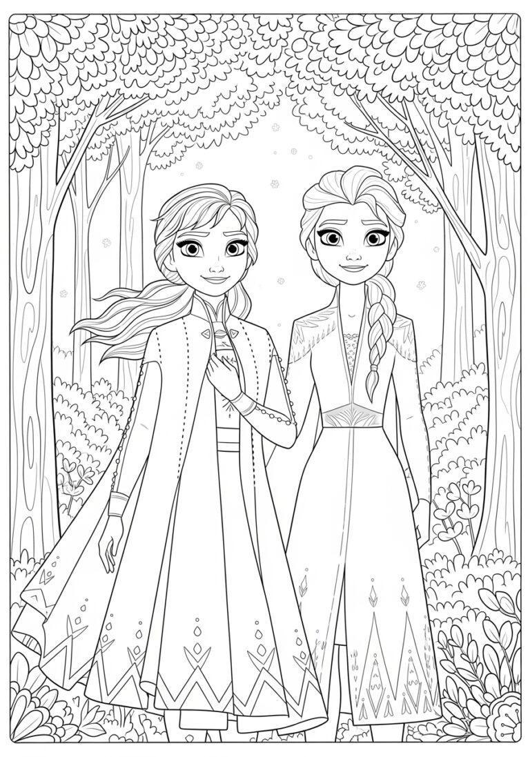 Elsa and Anna Frozen 2 Coloring Page Elsa and Anna Frozen 2 Coloring Page