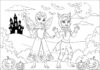 Elsa and Anna Halloween Coloring Page