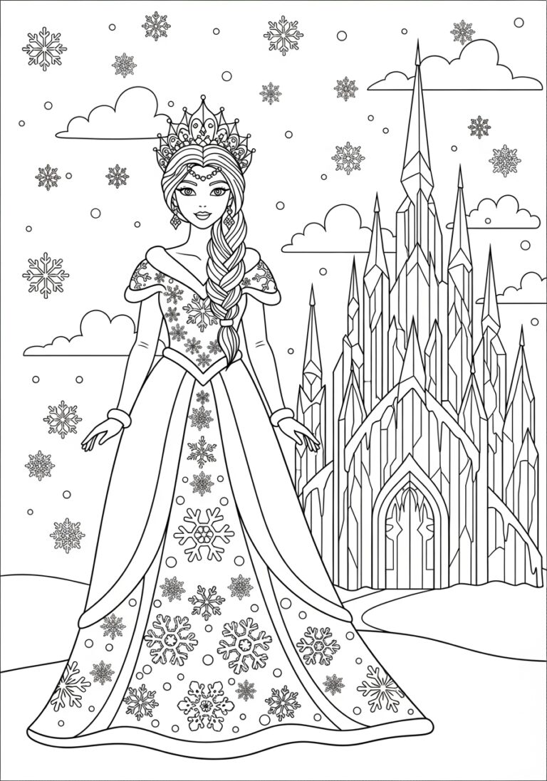 Elsa Black and White Coloring Page Elsa Black and White Coloring Page