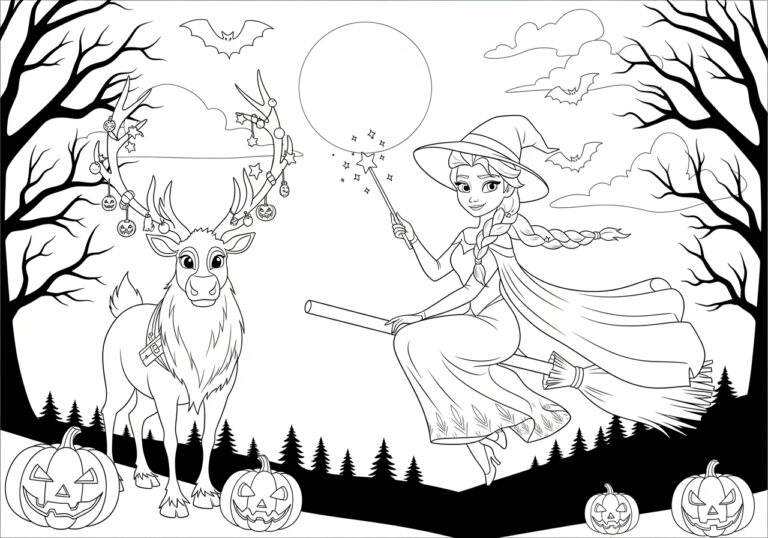 Elsa Halloween Coloring Page Elsa Halloween Coloring Page
