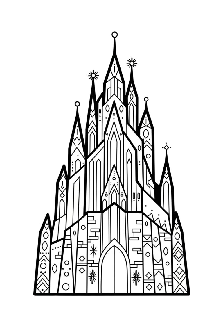 Elsa Ice Castle Coloring Page Elsa Ice Castle Coloring Page