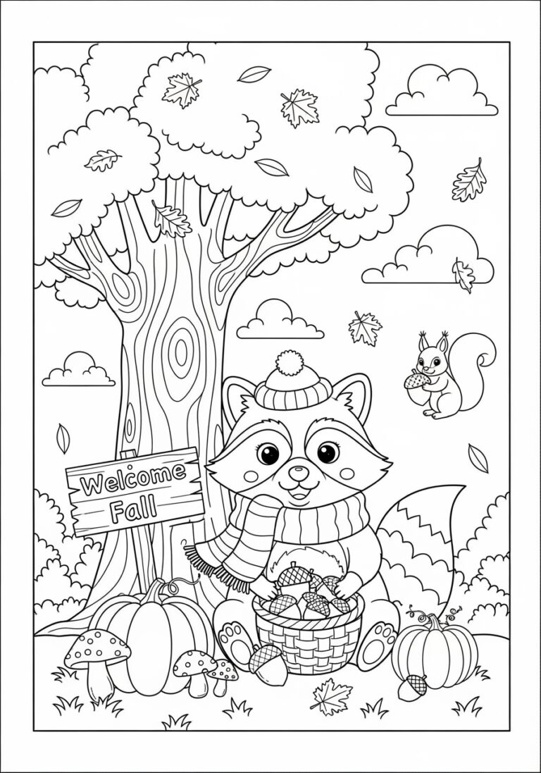 Fall Cartoon Coloring Page Fall Cartoon Coloring Page