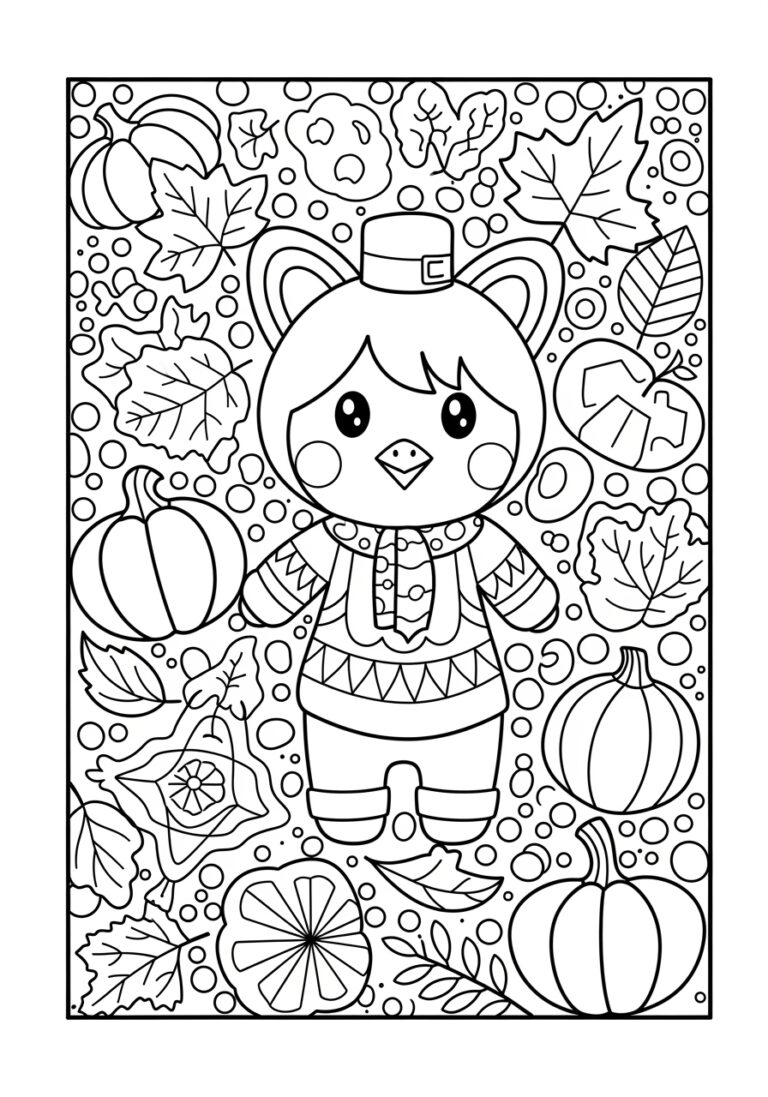 Fall Coloring Page to Print Out and Color for 1st Graders