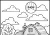 Fall Farm Coloring Page to Print Out and Color