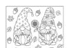 Fall Gnome Coloring Page to Print Out and Color