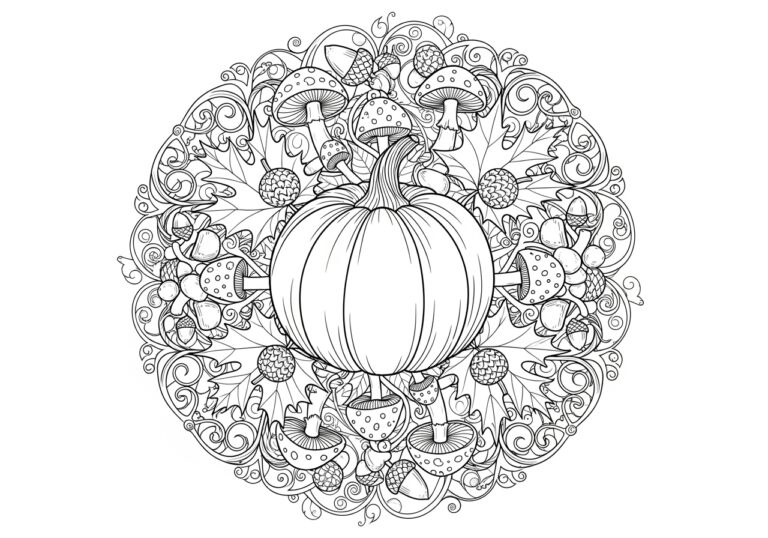 Fall Mandala Coloring Page to Print and Color Fall Mandala Coloring Page to Print and Color