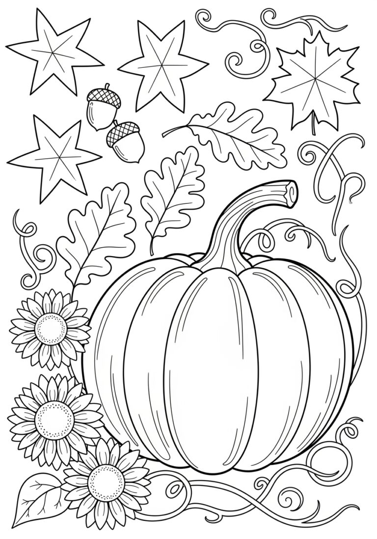 Fall Pumpkin Coloring Page to Print Out and Color Fall Pumpkin Coloring Page to Print Out and Color