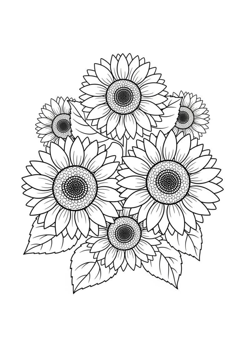 Fall Sunflower Coloring Page to Print Out and Color Fall Sunflower Coloring Page to Print Out and Color