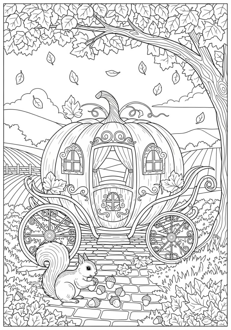 Fall Themed Coloring Sheet to Print Out and Color