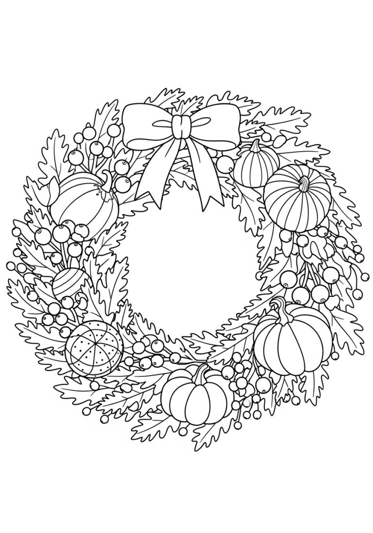 Fall Wreath Coloring Page Fall Wreath Coloring Page