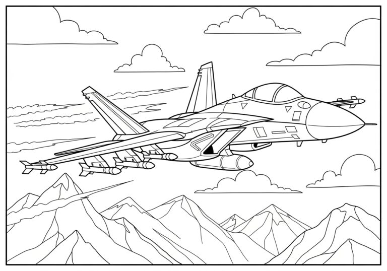 Fighter Plane Coloring Page to Print Out and Color