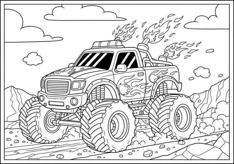 Fire Monster Truck Picture to Print Out and Color