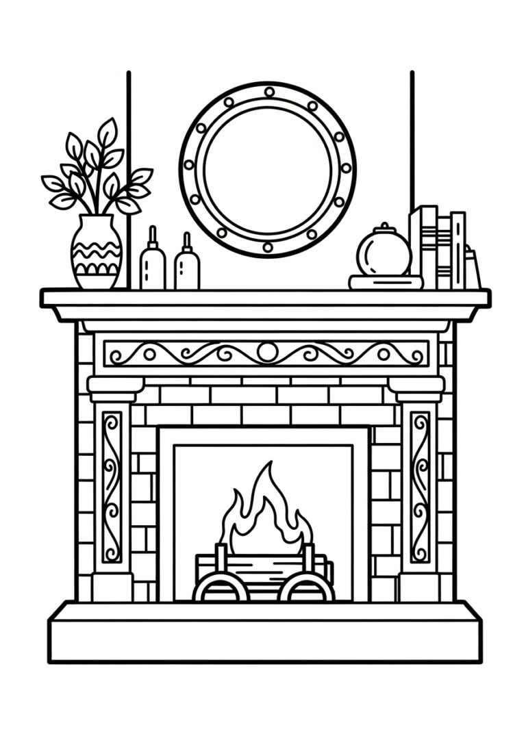 Fireplace Coloring Page Fireplace Coloring Page