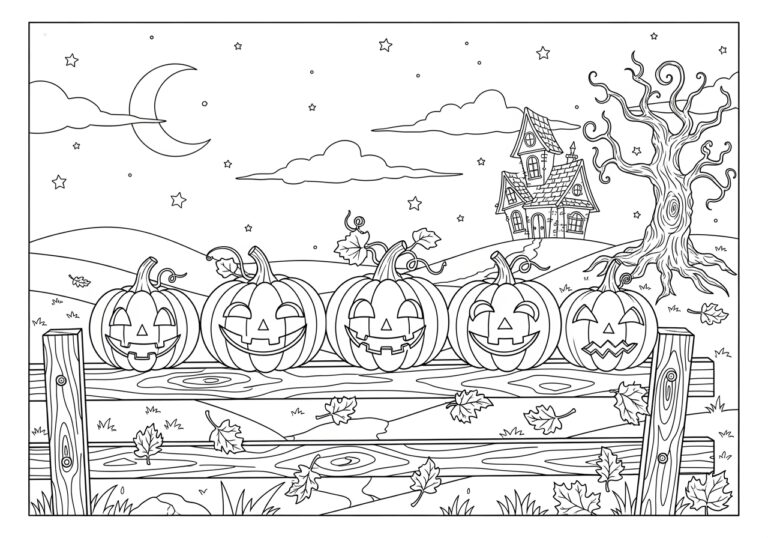 Five Little Pumpkins Coloring Page to Print and Color Five Little Pumpkins Coloring Page to Print and Color