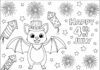 Fourth of July Bat with Fireworks Coloring Page