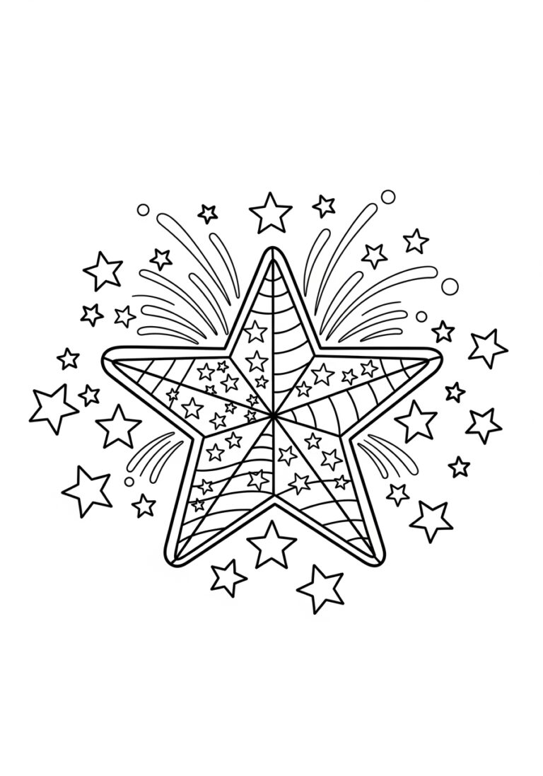 Fourth of July Star Ornament Coloring Page Fourth of July Star Ornament Coloring Page