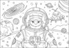Frankenstein Astronaut in Space Coloring Page